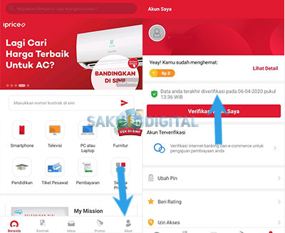 masuk ke tab Akun masuk ke tab Akun
