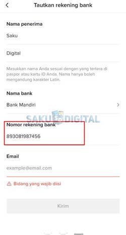 10 Input Nomor Rekening
