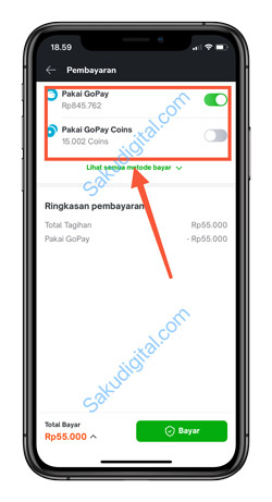 6 Pilih Metode Pembayaran Gopay